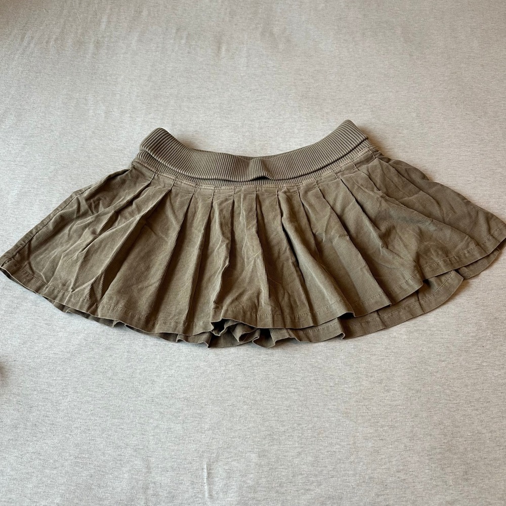 Anthropologie‎ Pilcro Pleated Corduroy Skort Neutral Taupe Mini Skirt Shorts M